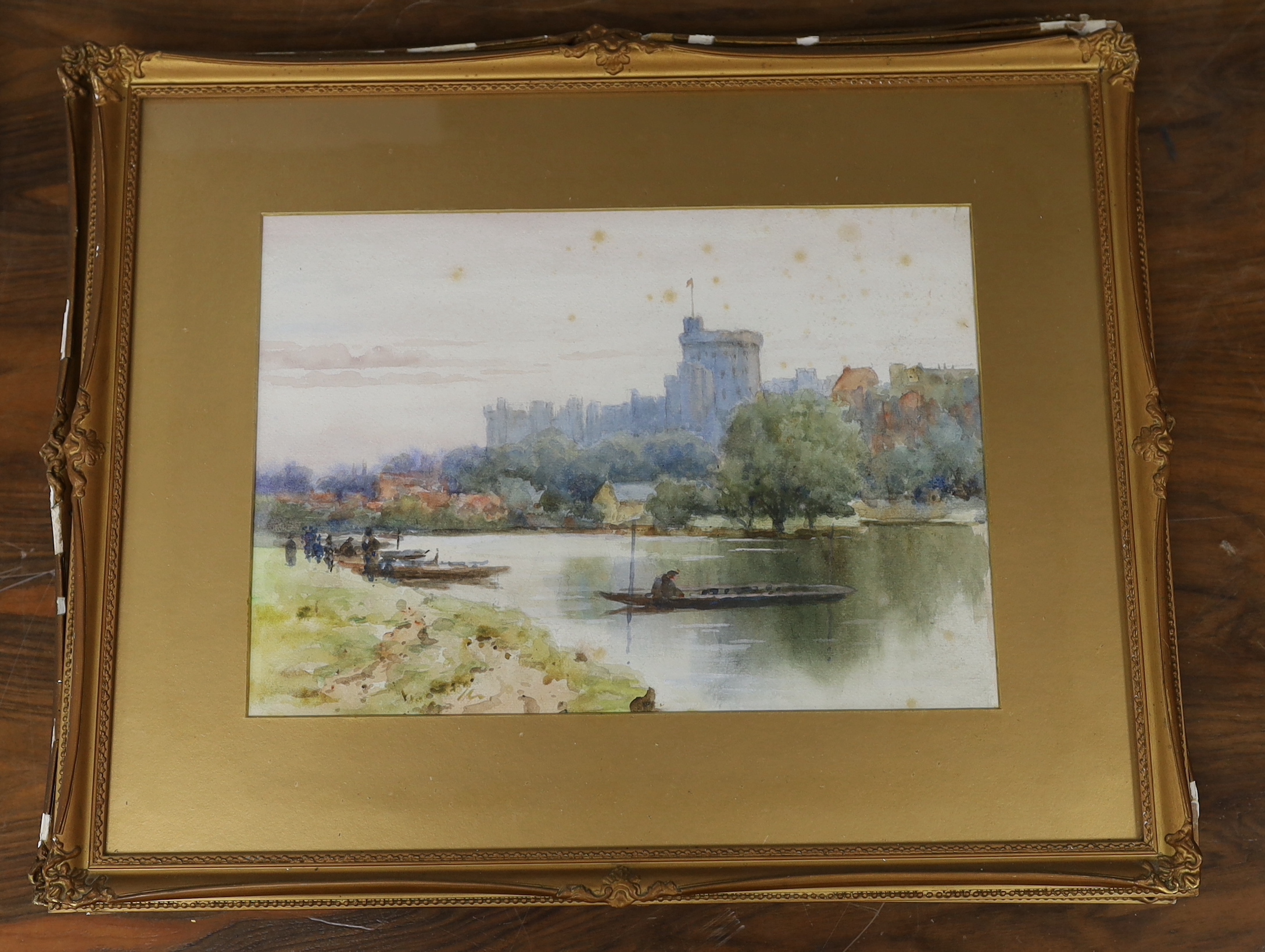 Four 20th century watercolours, Venetian canal, garden scene and river landscapes, one indistinctly signed each approximately 36 x 24cm